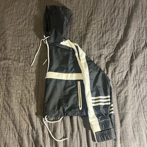 Adidas Black and White Jacket with Hood